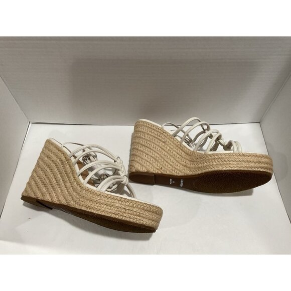Lisa Vicky Gaze-V White Sheep Napa Wedge Sandal Rattan Size 8M Nordstrom NWT - Picture 4 of 6